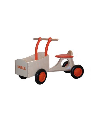 Babboe wooden run cargo bike orange